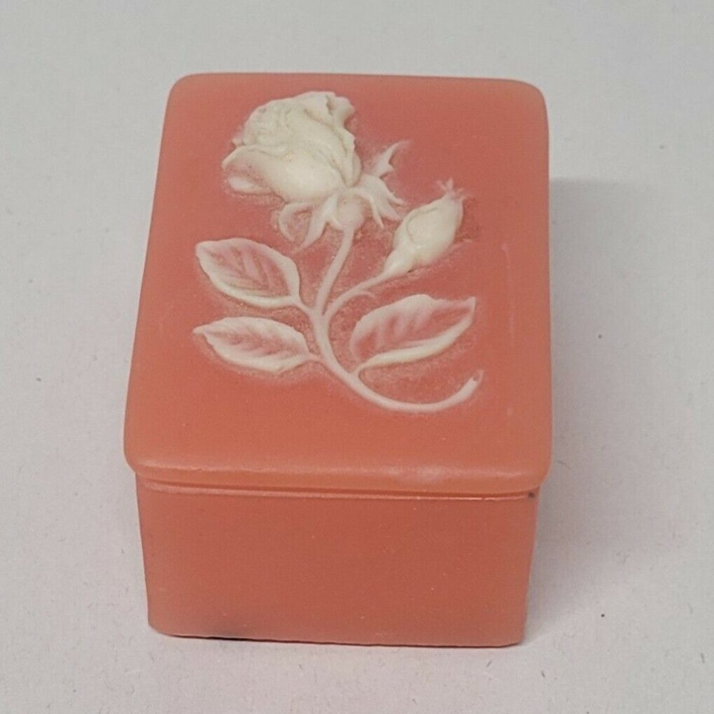 Vintage Design Gifts Incolay Stone Pink Roses Jewelry Trinket Dresser Box, USA